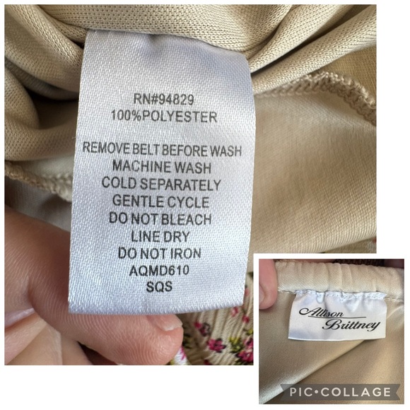 Allison Brittney Beige Boho Peasant Strapless Ruffle Cottagecore Belted Dress - Picture 6 of 8